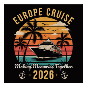 Poster Équipe de Croisière en Europe 2026 Vacances Famili