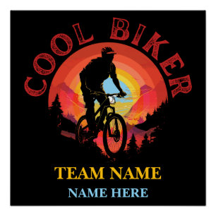 Poster Équipe de cyclistes personnalisée Cool Nom