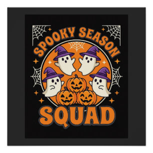 Poster Équipe de la saison effrayante d'Halloween avec de