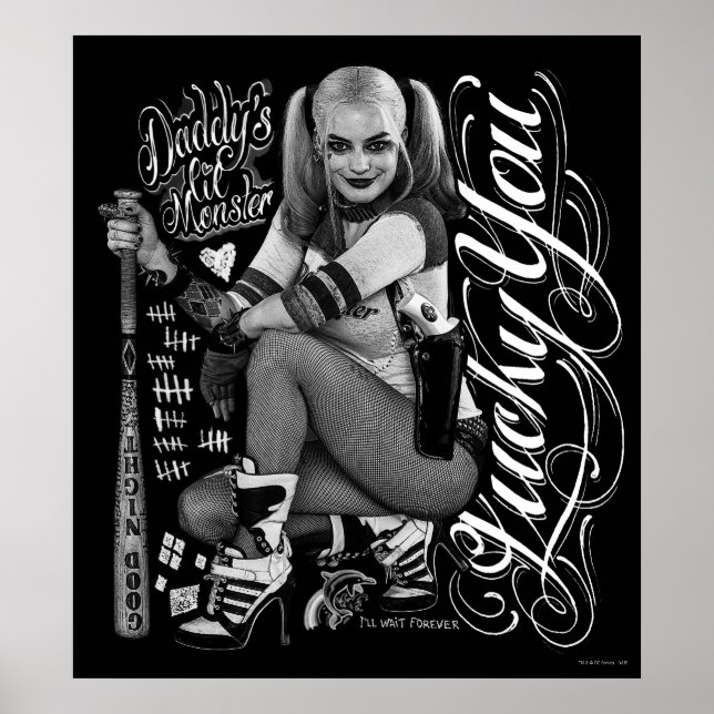 Poster Équipe de suicide | Harley Quinn Typographie (Devant)