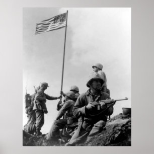 Poster ęr Drapeau augmentant sur Iwo Jima