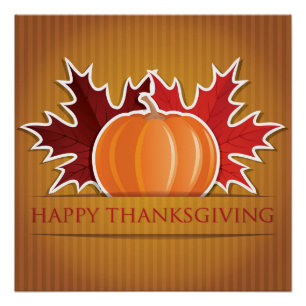 Poster Érable et citrouille de Thanksgiving