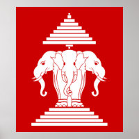 Erawan Trois éléphant en tête Lao / Laos Drapeau
