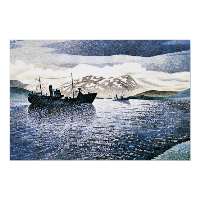 Poster Eric Ravilious - Norvège, réalisme magique, (Devant)