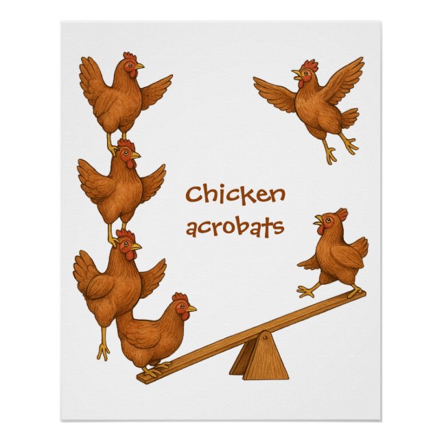 Poster escadron acrobatique de poulets gazouillants (Devant)