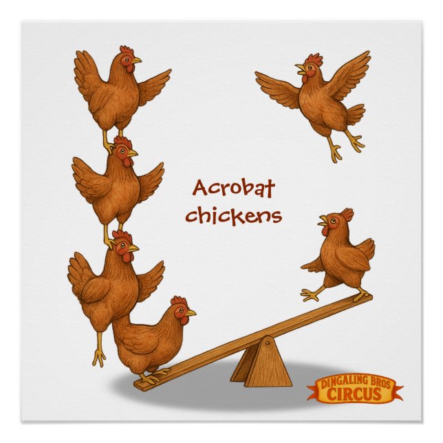 Poster escadron acrobatique de poulets gazouillants (Devant)
