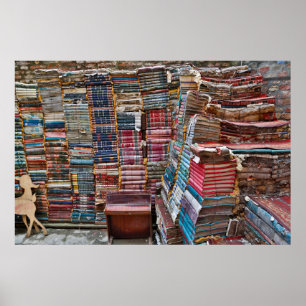 Poster Escalier de vieux livres