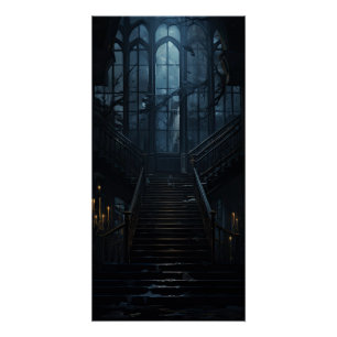 Poster Escalier gothique esthétique Dark Academia Hallowe