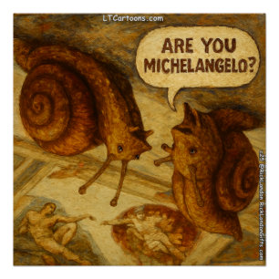 Poster Escargot Curieux & Dessin Animé Parodique de Miche