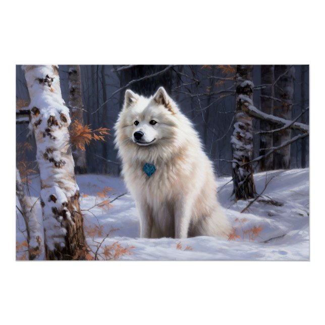 Poster Eskimo Américain Noël sous la neige (Devant)