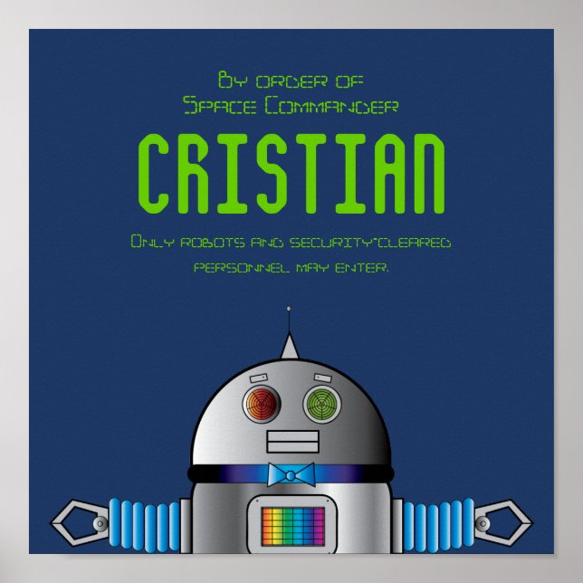 Poster espace ROBOT panneau de chambre / bannière d'anniv (Devant)