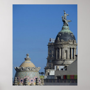 Poster Espagne, Catalogne, Barcelone. Toit de Barcelone 2