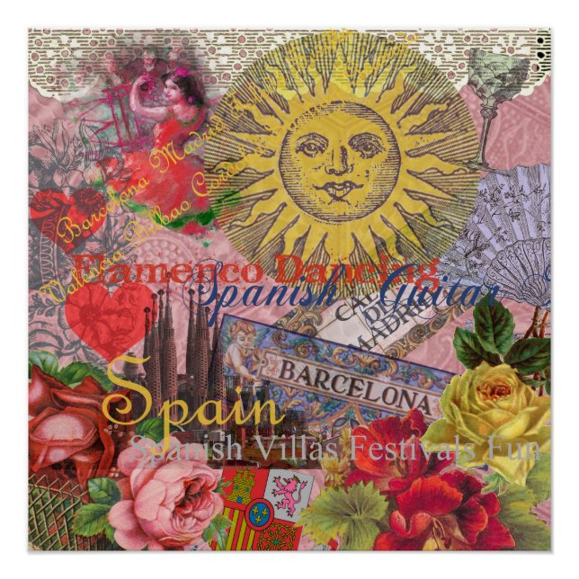 Poster Espagne Sunshine Espagnol Travel Art (Devant)