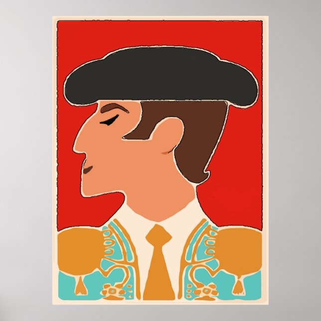 Poster Espagnol, Matador, Bull Fighter (Devant)