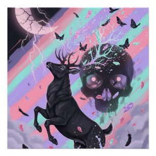 Poster Esprit de cerf mystique goth pastel
