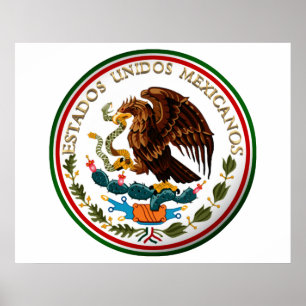Poster Estados Unidos Mexicanos (Aigle du drapeau mexicai