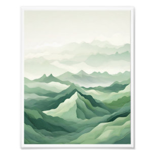 Poster esthétique minimaliste de la montagne verte