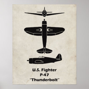 Poster et décoration de l'avion P-47 Thunderbolt