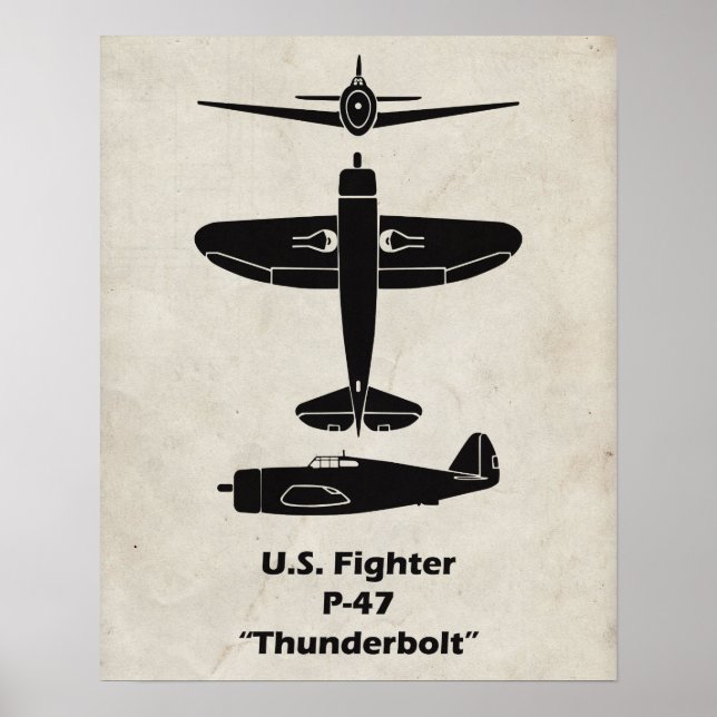 Poster et décoration de l'avion P-47 Thunderbolt (Devant)