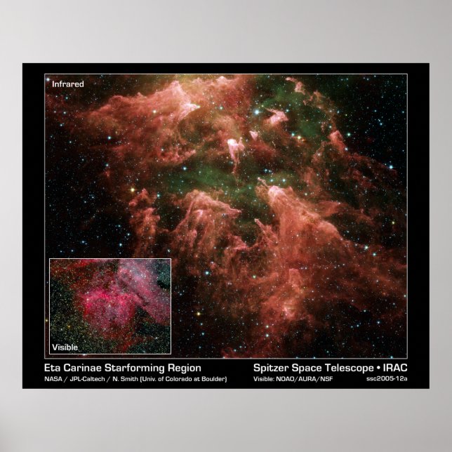 Poster Eta Carinae Région Starform - Spitzer Space Tel (Devant)