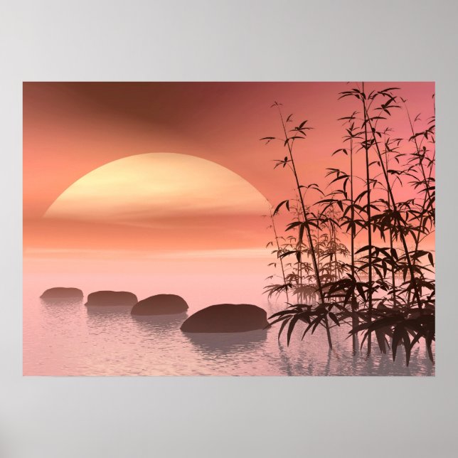 Poster Étapes vers le coucher du soleil rouge (Devant)