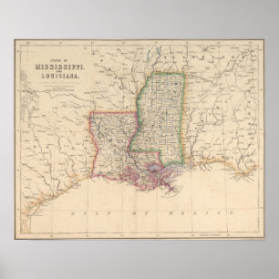 Poster États du Mississippi et de Louisiane