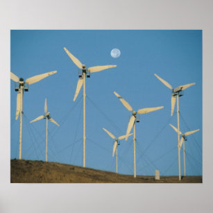 Poster États-Unis, Californie, Altamont Pass, éoliennes.