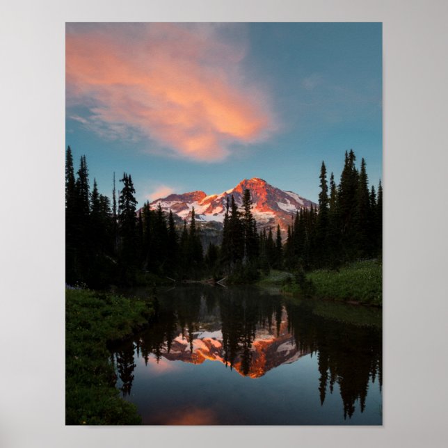 Poster États-Unis, État de Washington. Mt. Rainier réfléc (Devant)