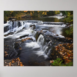 Poster États-Unis, Michigan, Upper Peninsula. Bond Falls