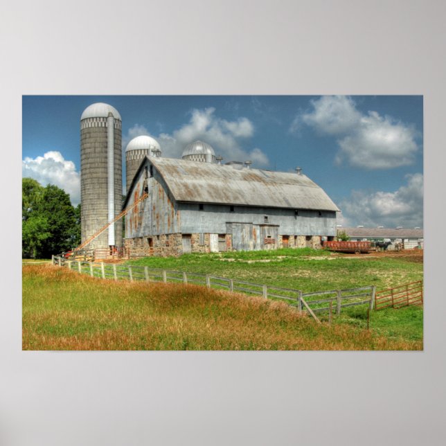 Poster États-Unis, Minnesota grange et silo (Devant)