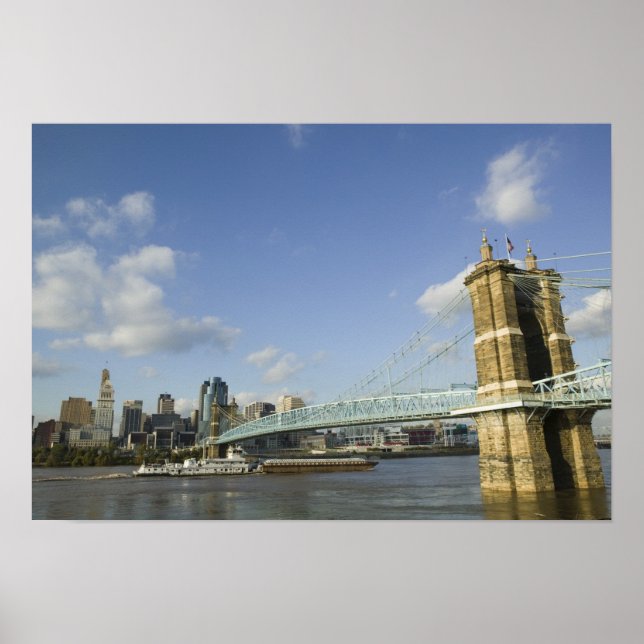 Poster États-Unis, Ohio, Cincinnati : Roebling Suspension (Devant)