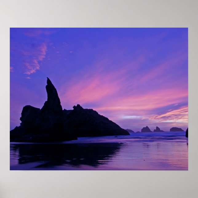 Poster États-Unis, Oregon, Bandon Beach. Silhouette de la (Devant)