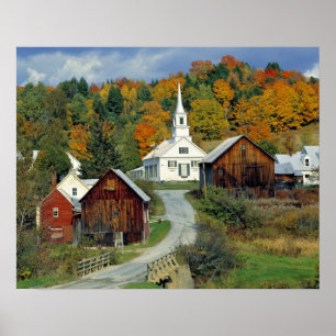 Poster États-Unis, Vermont, rivière Waits. Le feuillage d