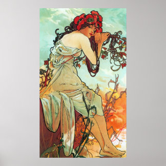 Poster Été, Les Saisons, Mucha