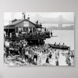 Poster Été sur l'East River, New York 1921 NY