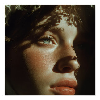 Poster Ethereal Vintage Lace Portrait - Romantic Blue Eye