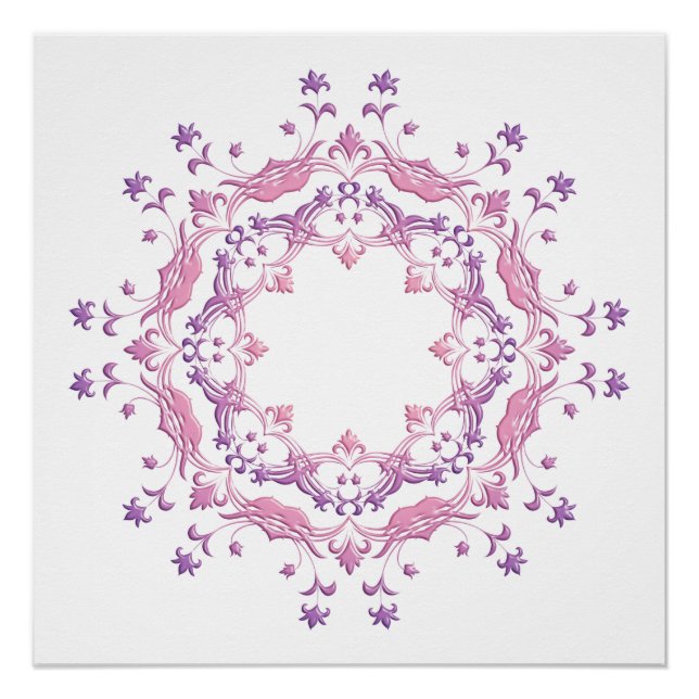 Poster Ethnic floral mandala. (Devant)