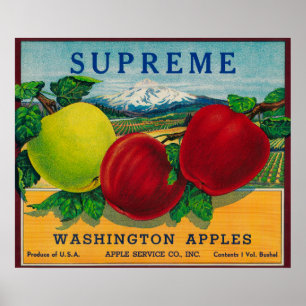 Poster Étiquette Apple suprême - État de Washington