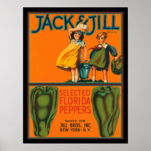 Poster Étiquette Crate Jack Vintage KRW et poivrons Jill