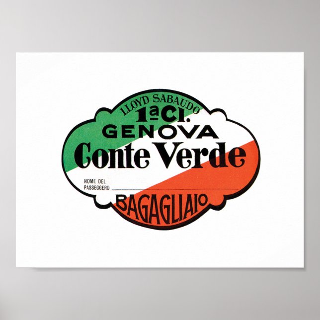 Poster Étiquette de bagages Conte Verde (Devant)