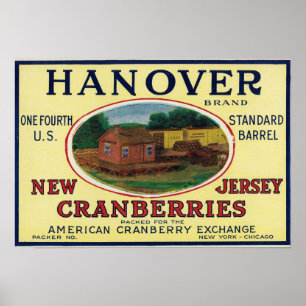 Poster Étiquette de canneberge de marque de Hannovre