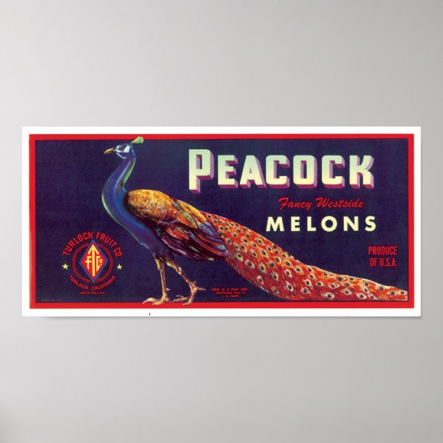 Poster Étiquette Peacock Melons (Devant)