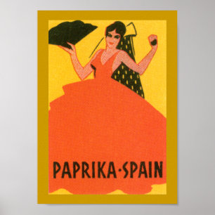 Poster Étiquette vintage "de l'Espagne de paprika"