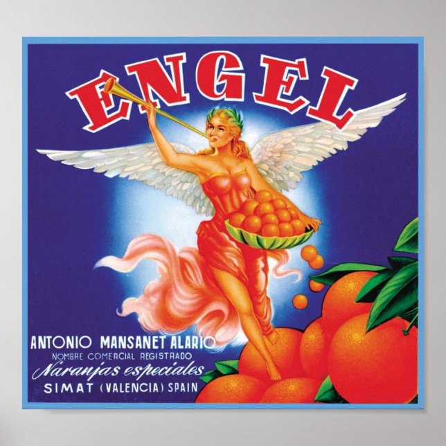 Poster Étiquette vintage Engel Fruit Crate (Devant)