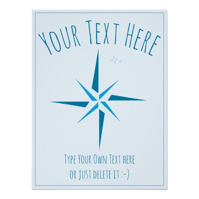 Poster Étoile nautique. Rose Compass. Modèle Cadeau marin (Devant)