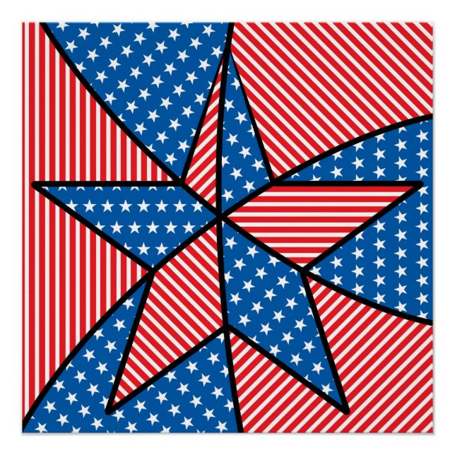 Poster Étoile patriotique américaine (Devant)
