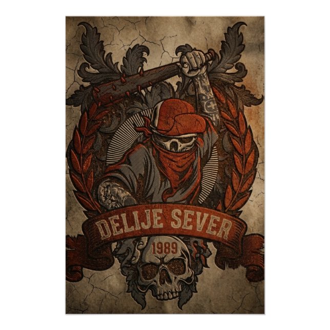 Poster Étoile rouge de Belgrade Delije Sever 1989 (Devant)