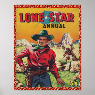 Poster Étoile solitaire de cowboy occidental vintage
