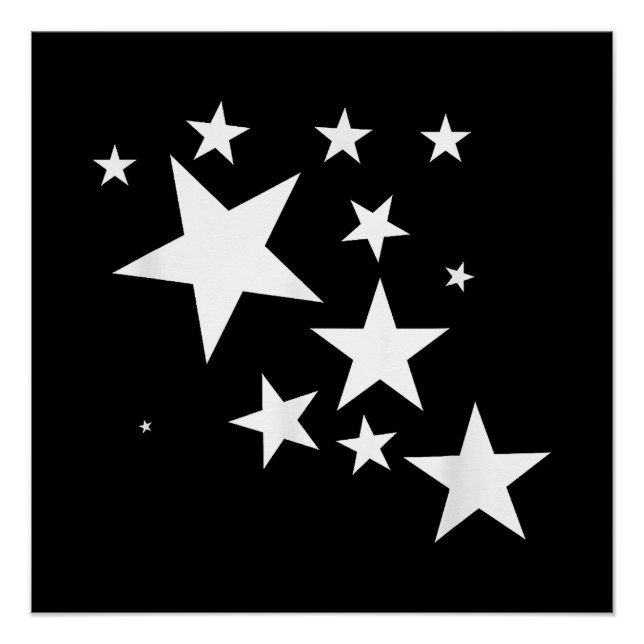 Poster Étoiles Blanches Star-Motif-Design Costume cadeau (Devant)