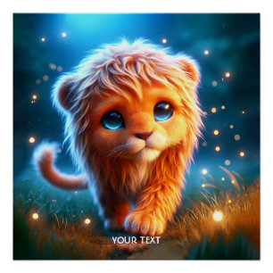 Poster Étoiles De Cute Lion Imaginaire